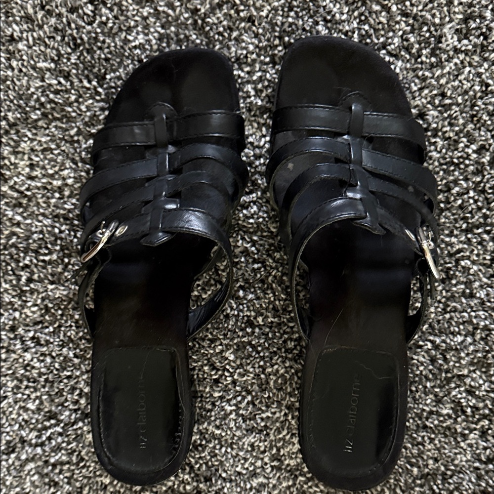 Liz Claiborne Black Strappy Sandals
